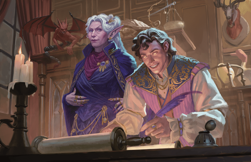 Imp looking at a warlock from a shelf